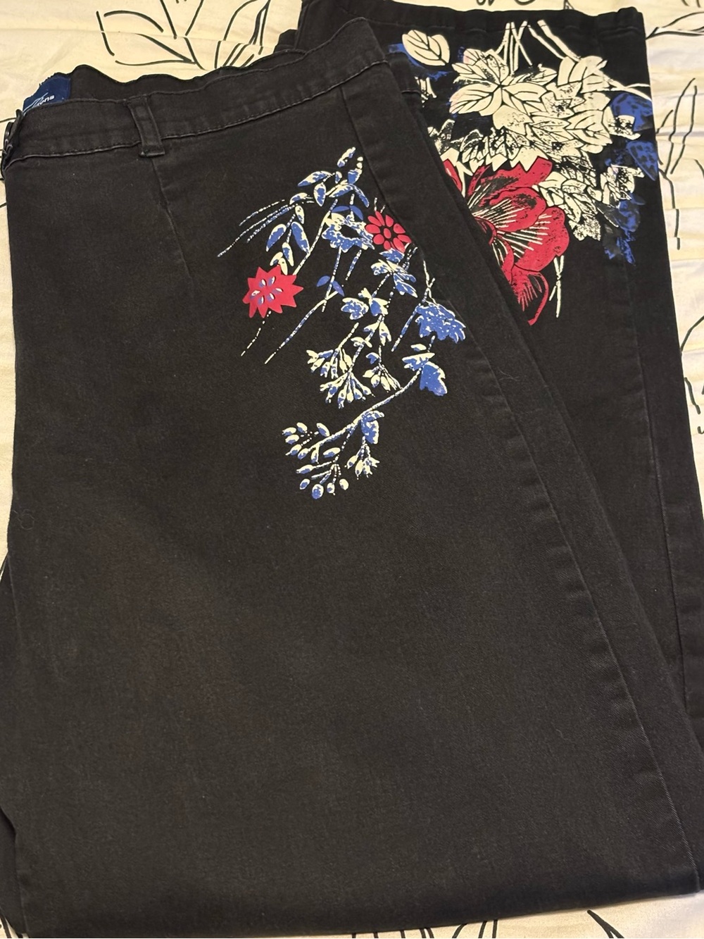High Waist Pants | Floral Art | Straight Leg |Size 14 - Picture 6 of 8